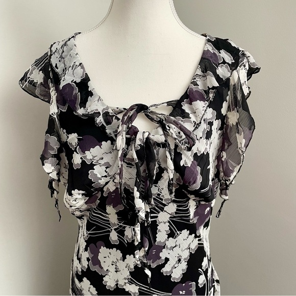 Vintage Y2K Flowy Ruffle Drop Waist Whimsigoth Fairycore Midi Length Dress - Picture 4 of 10